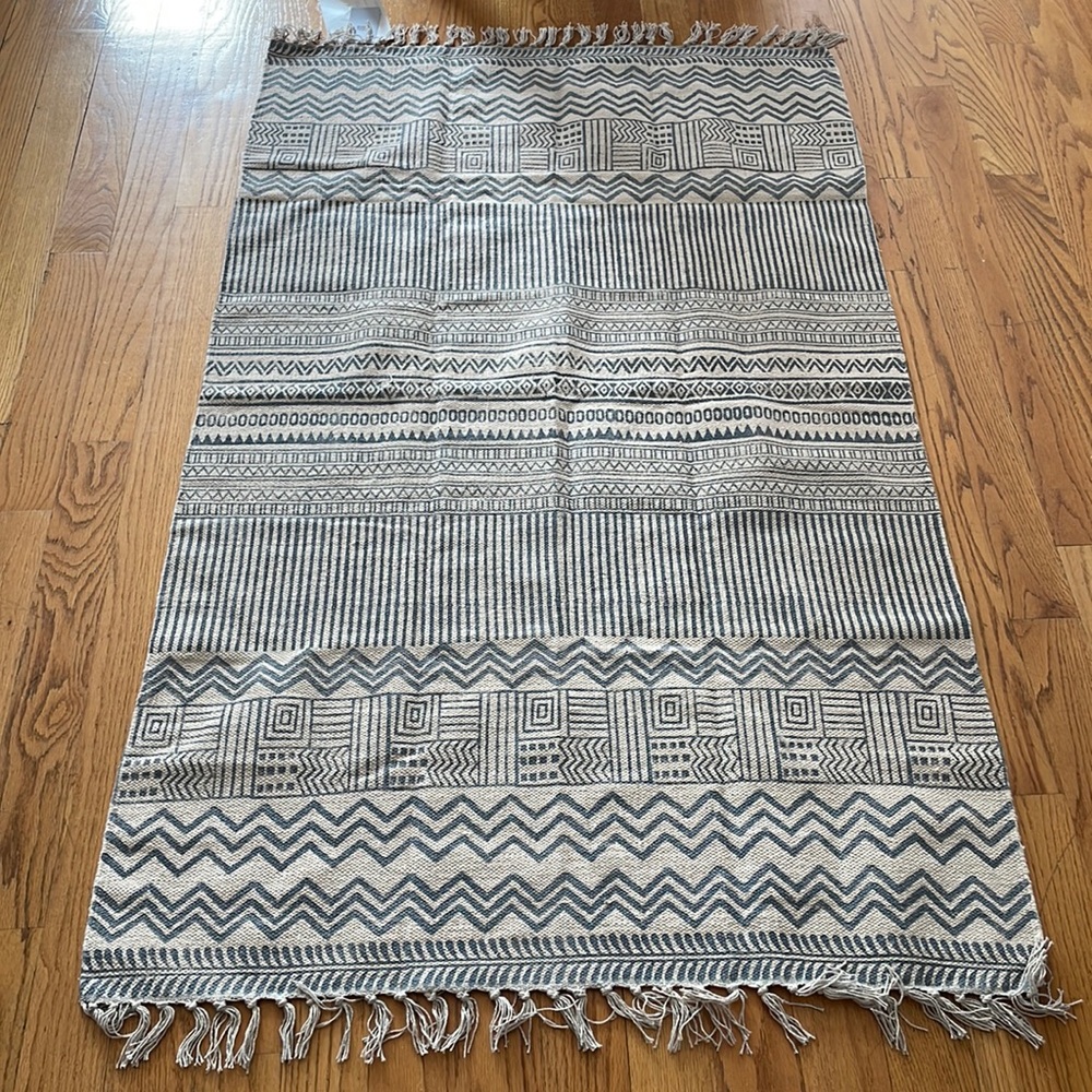NWT Indian hand block-printed area rug